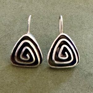 Vintage sterling silver drop earrings designed  by artist Sheri Liebert